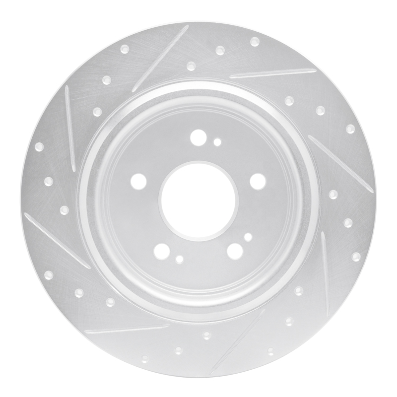 Honda Odyssey Brake Rotor (1) - Rear Right - R1 Concepts - Drilled & Slotted - Silver - `18-`25